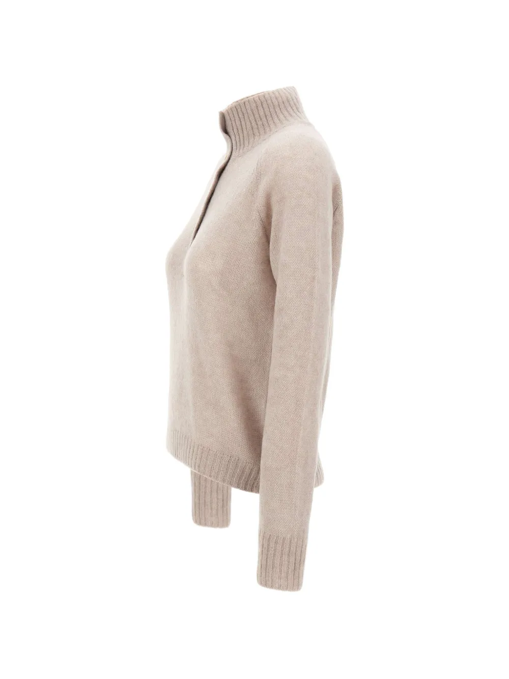 Gran Sasso Trui met hoge hals en halve knoopsluiting Beige