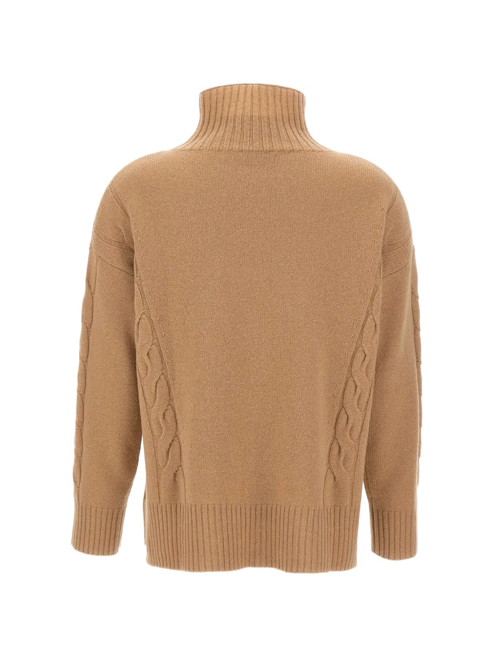 Kangra Kabelgebreide trui met hoge hals Beige