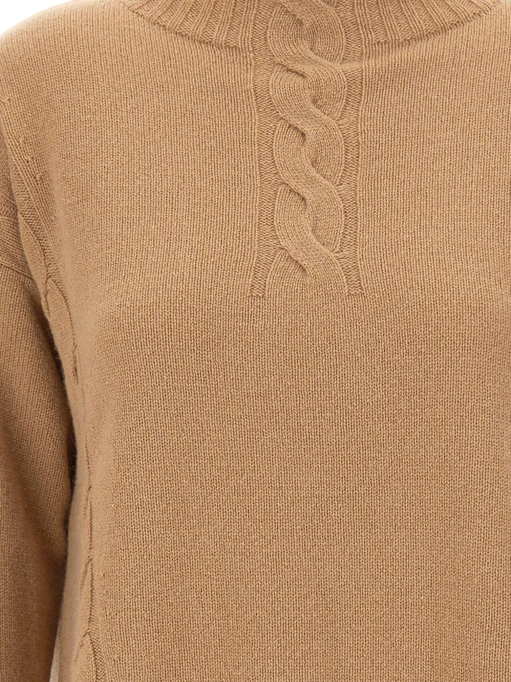 Kangra Kabelgebreide trui met hoge hals Beige