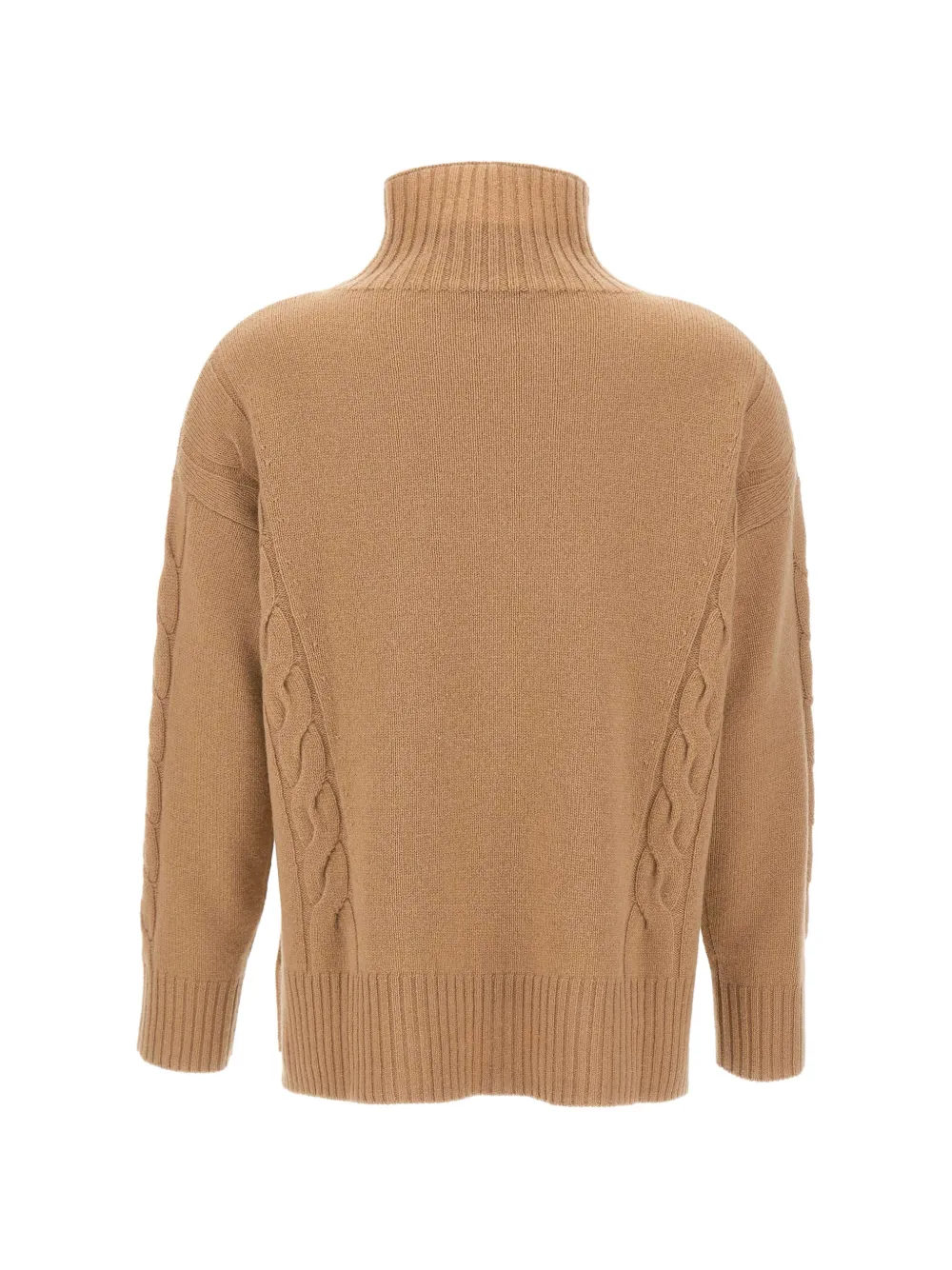 Kangra Kabelgebreide trui met hoge hals Beige