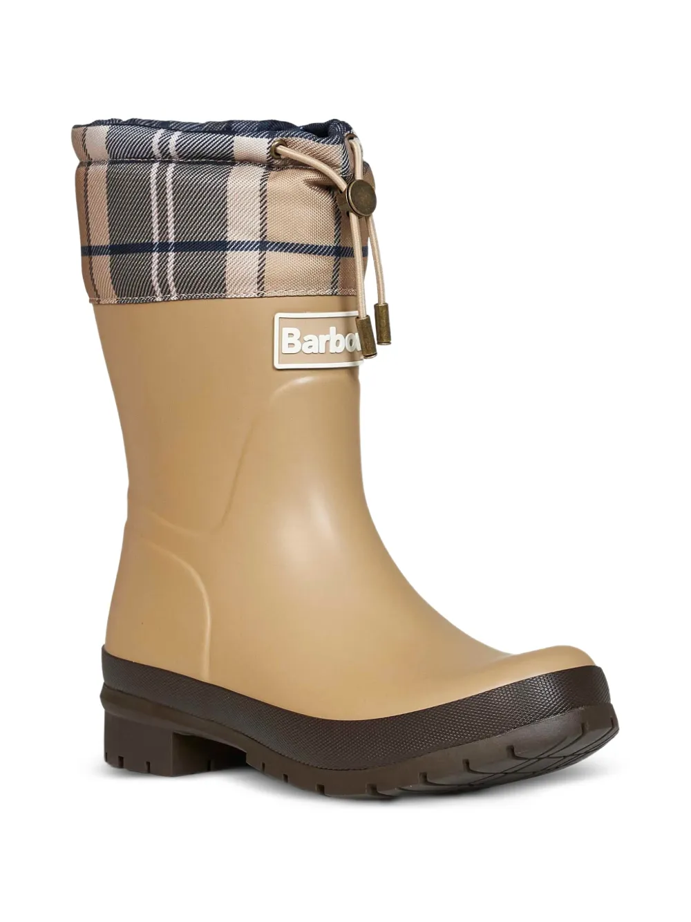 Barbour Mowbray tartan-panel drawstring boots Beige