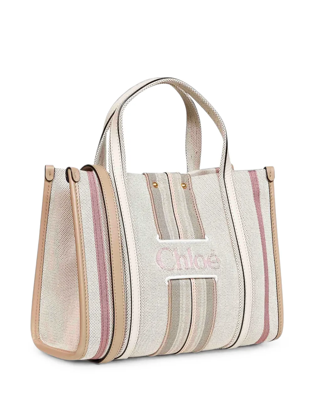 Chloé Woody shopper met geborduurd logo Beige