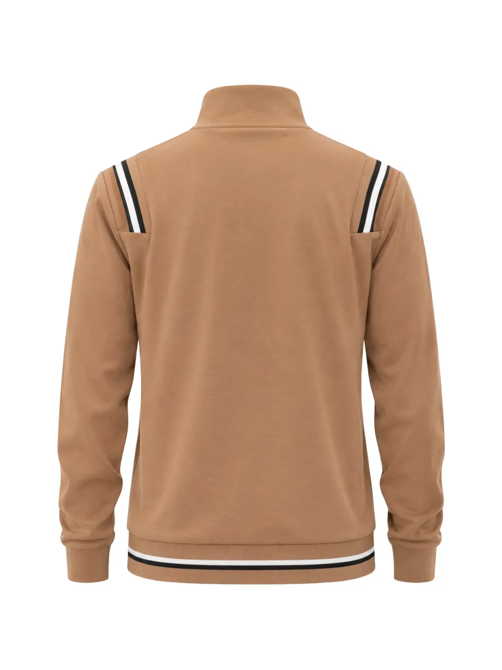 BOSS Sweater met streepdetail en rits Bruin