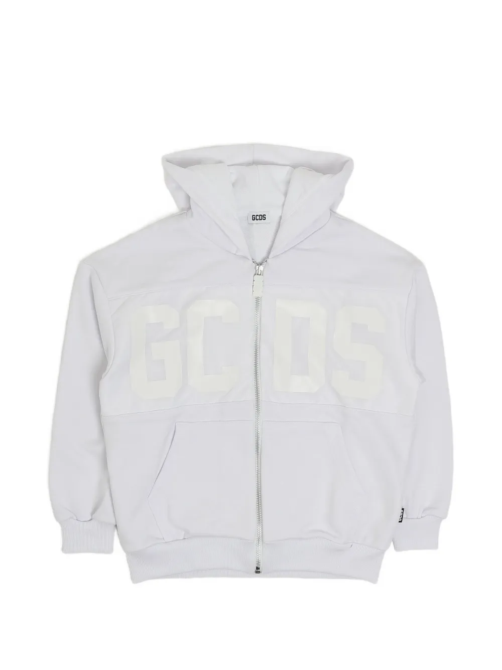 Gcds Kids logo-patch zip-up hoodie - Bianco