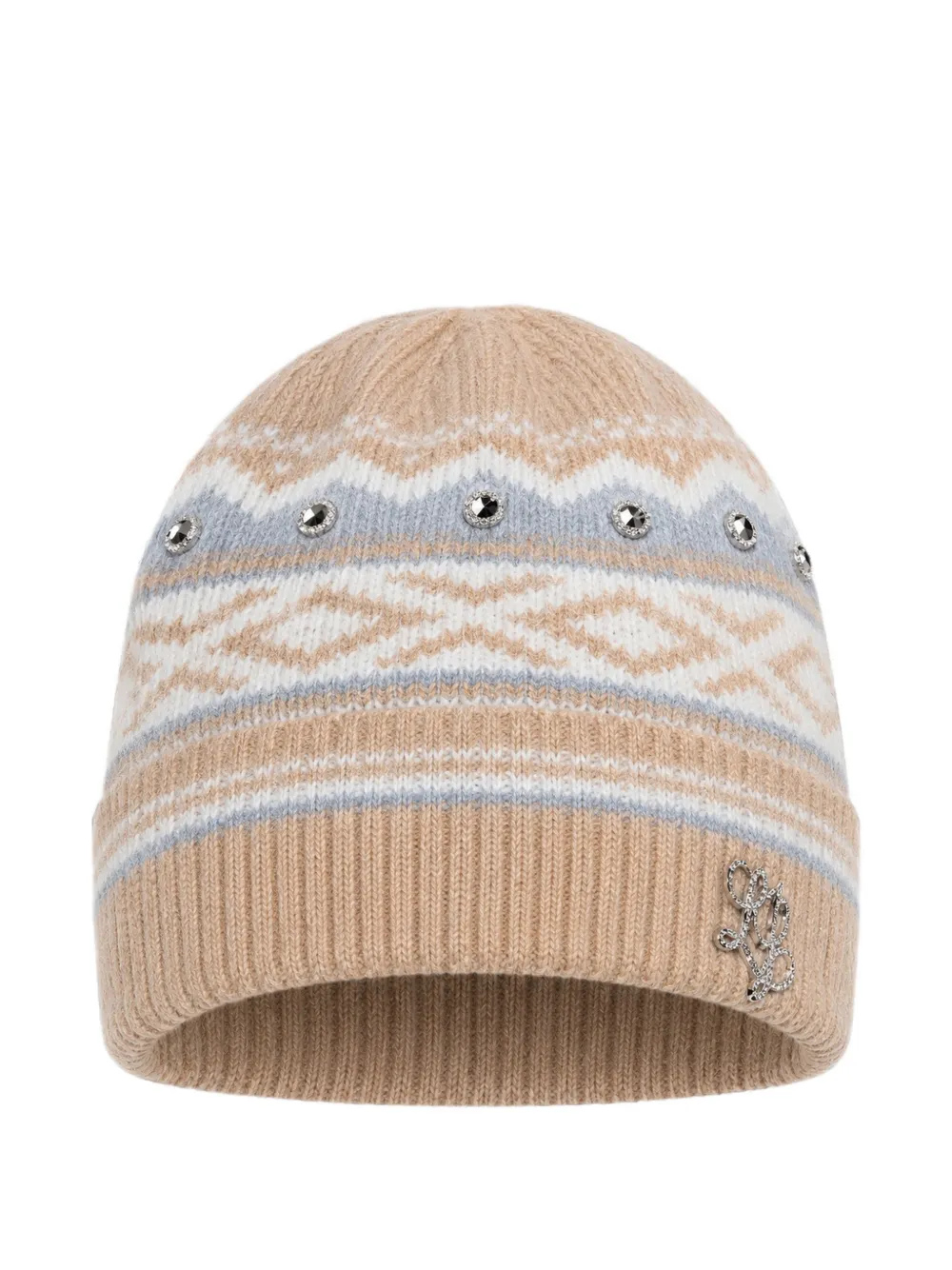 LIU JO jacquard hat with jewel embroidery