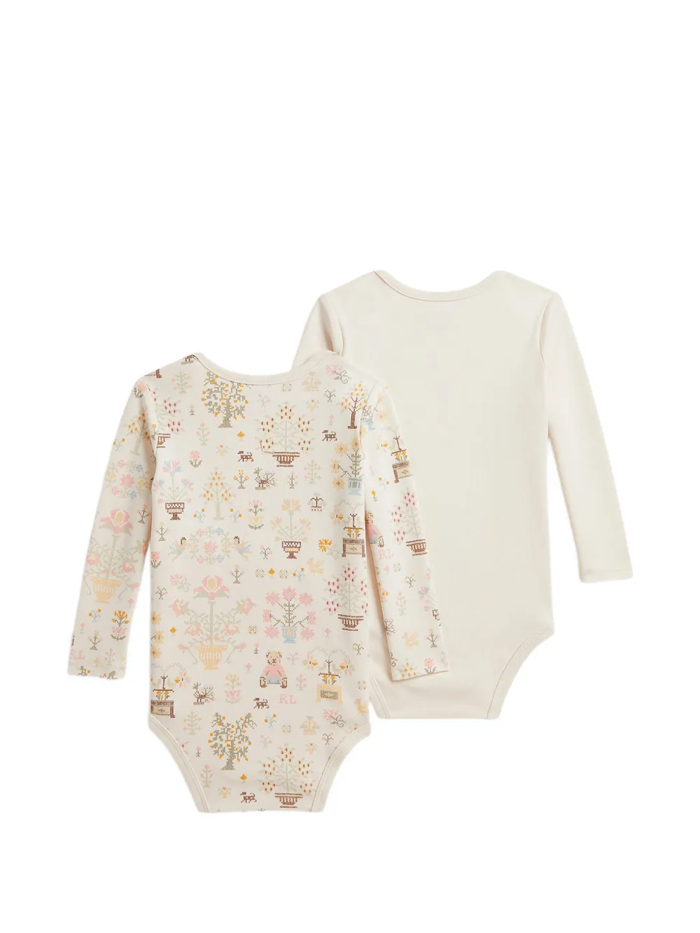 POLO RALPH LAUREN KIDS Set met 2 Polo Bear rompers Beige