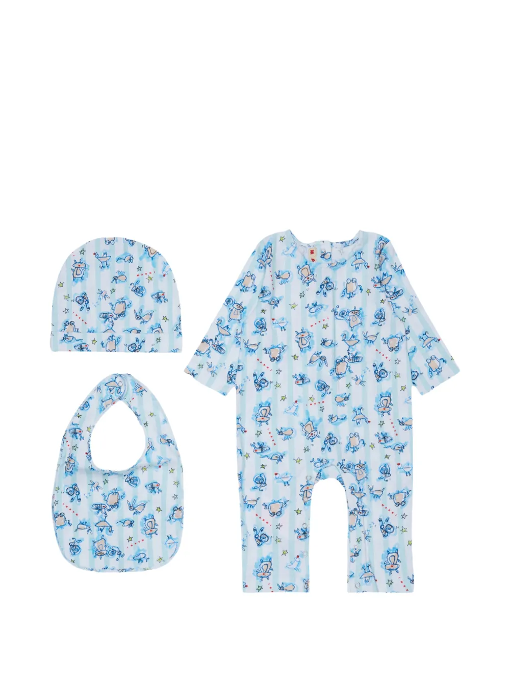 Marni Kids Hellblaues Baby-Set aus Baumwolle mit durchgehendem Print