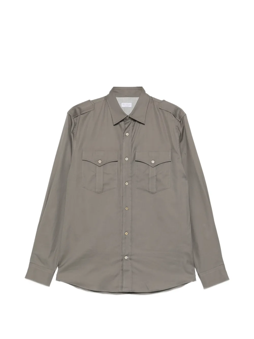 Brunello Cucinelli epaulette chest-pocket shirt - Brown