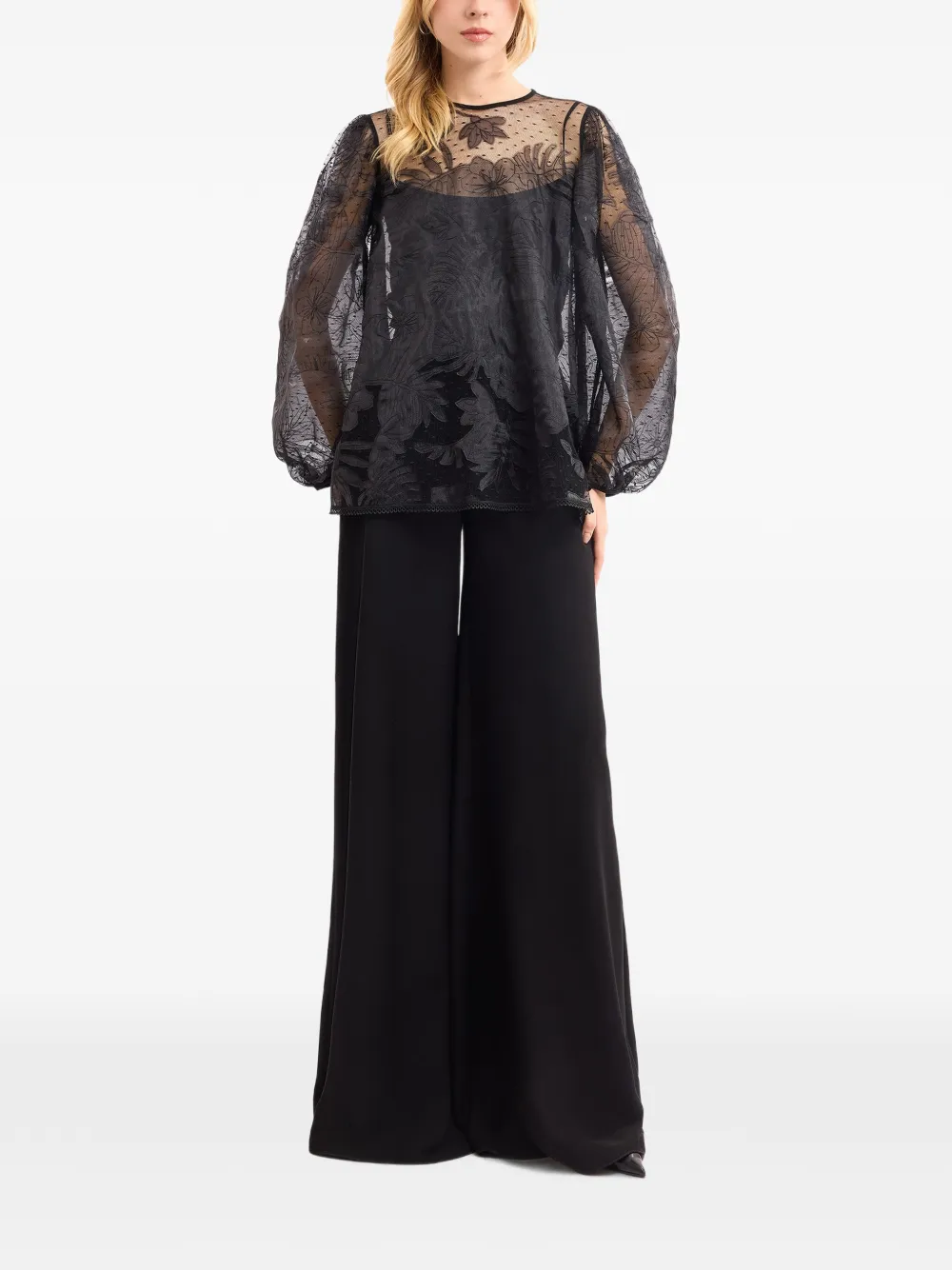 Gemy Maalouf Top met pofmouwen Zwart
