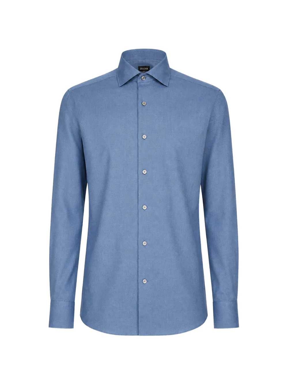 Zegna semi-spread collar curved-hem shirt
