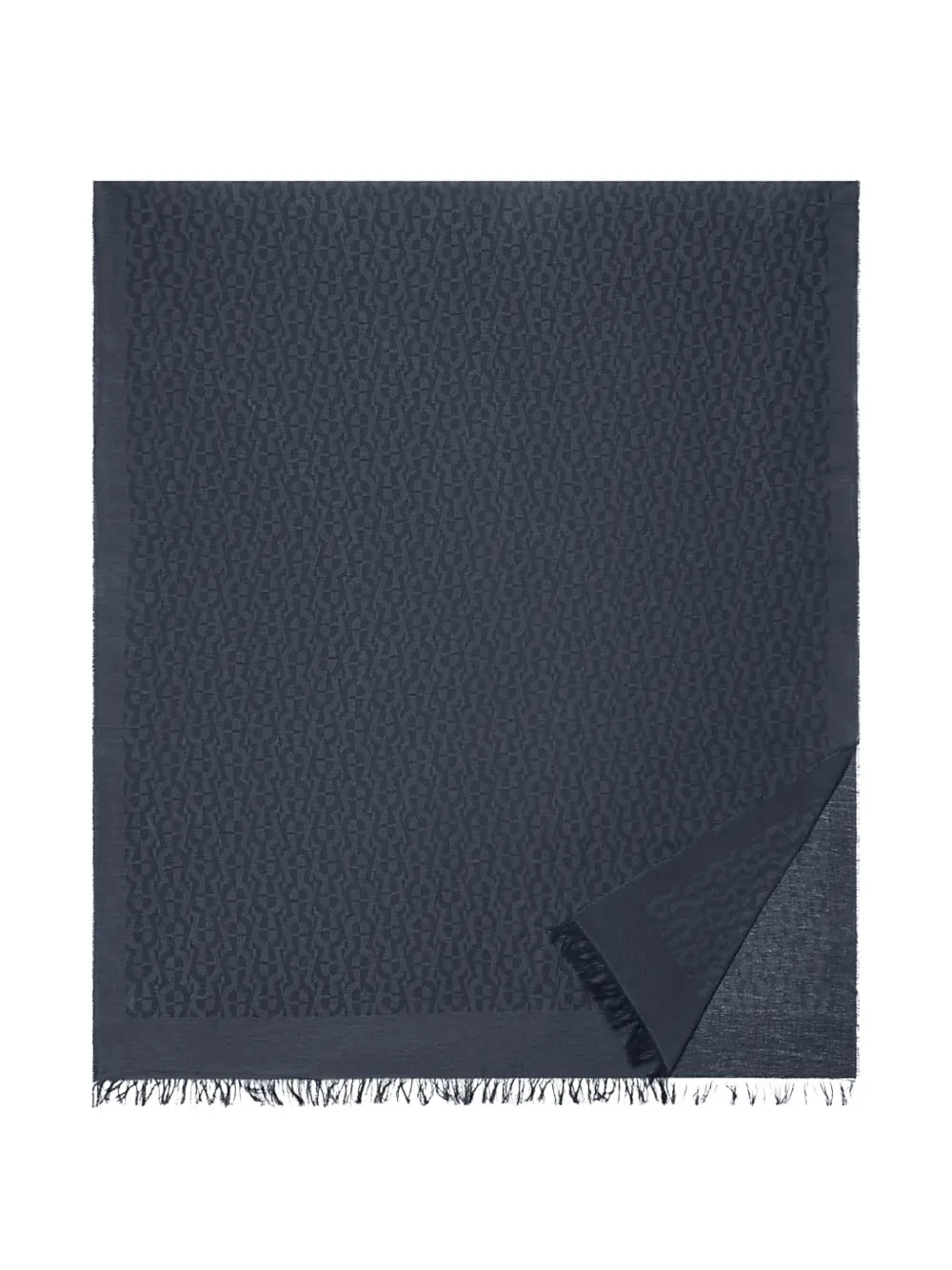 Aigner Jacquard Logo Frayed Scarf In Blue