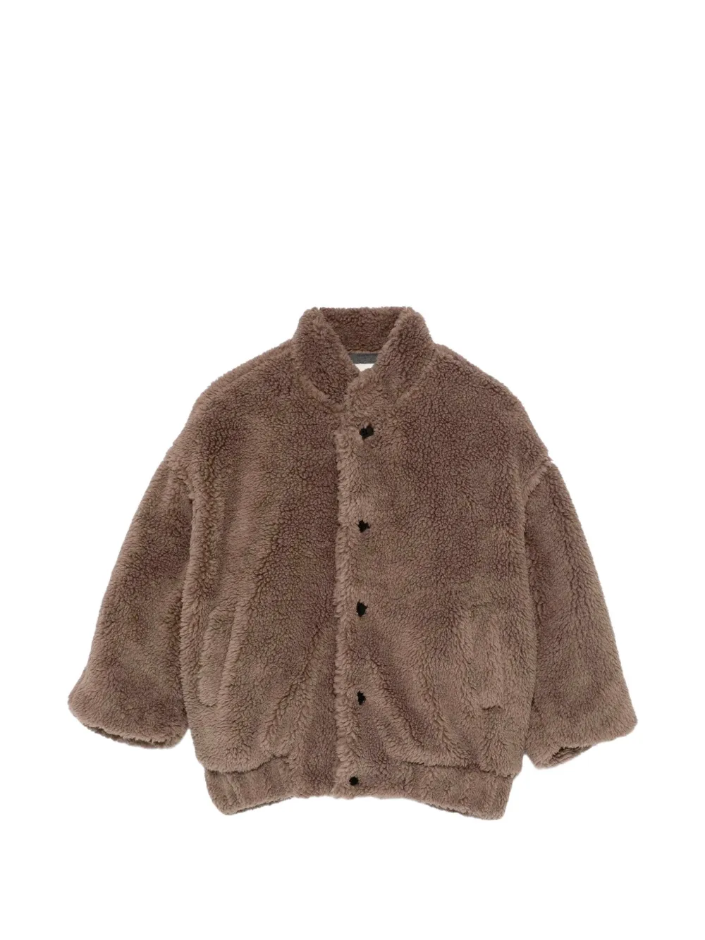 Douuod teddy-texture high-neck bomber jacket - Marrone