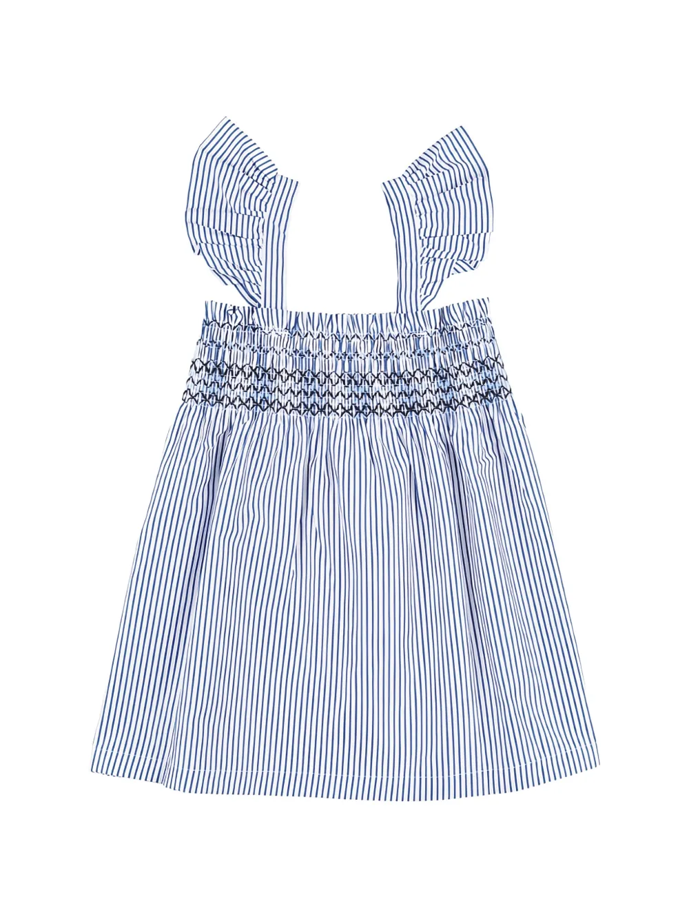 NANAN Gestreepte top met gesmockte taille Blauw