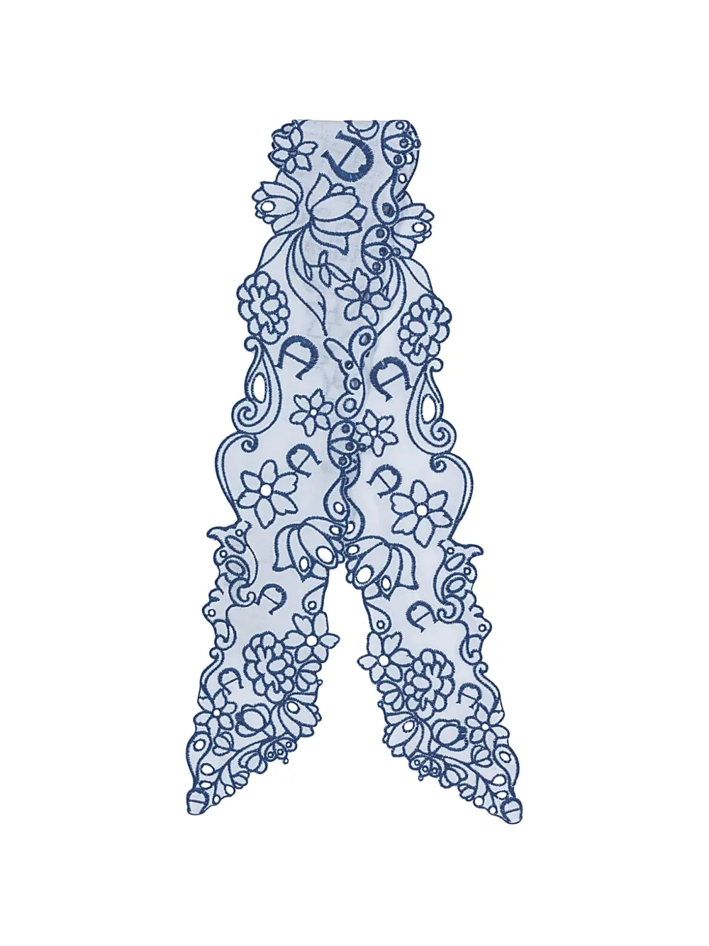 Aigner Lace-construction Floral-embroidered Scarf In White