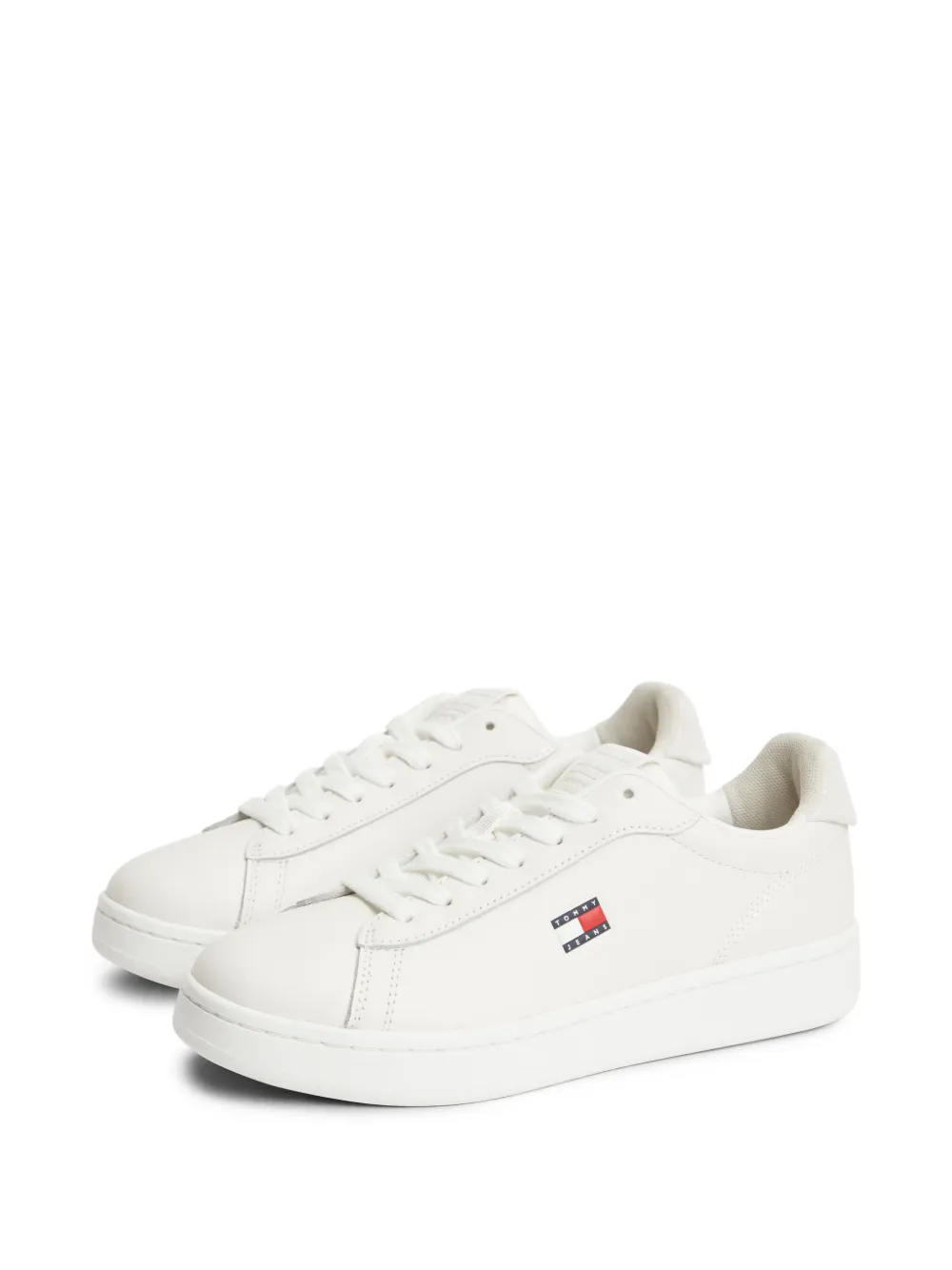 Tommy Hilfiger logo-patch leather sneakers Wit