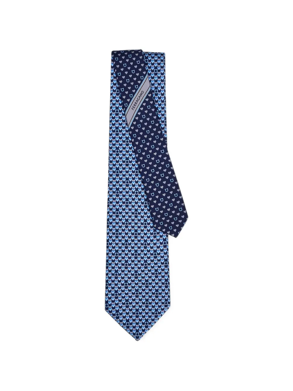 Ferragamo Gancini stropdas met hartjesprint Blauw