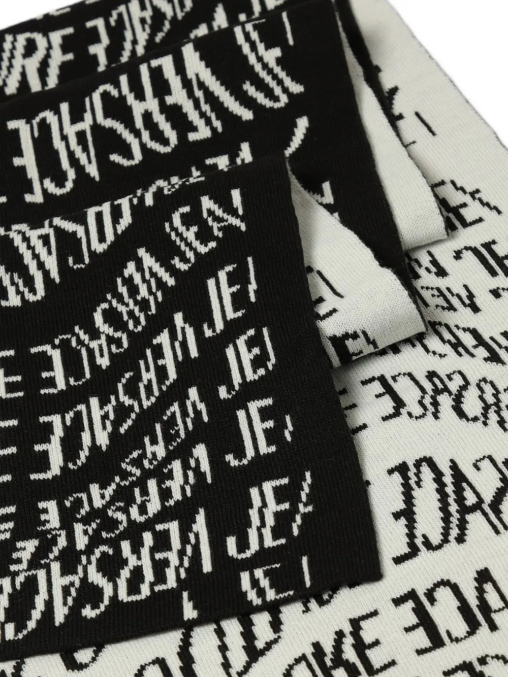Versace Jeans Couture Gebreide sjaal met logo-patroon Zwart