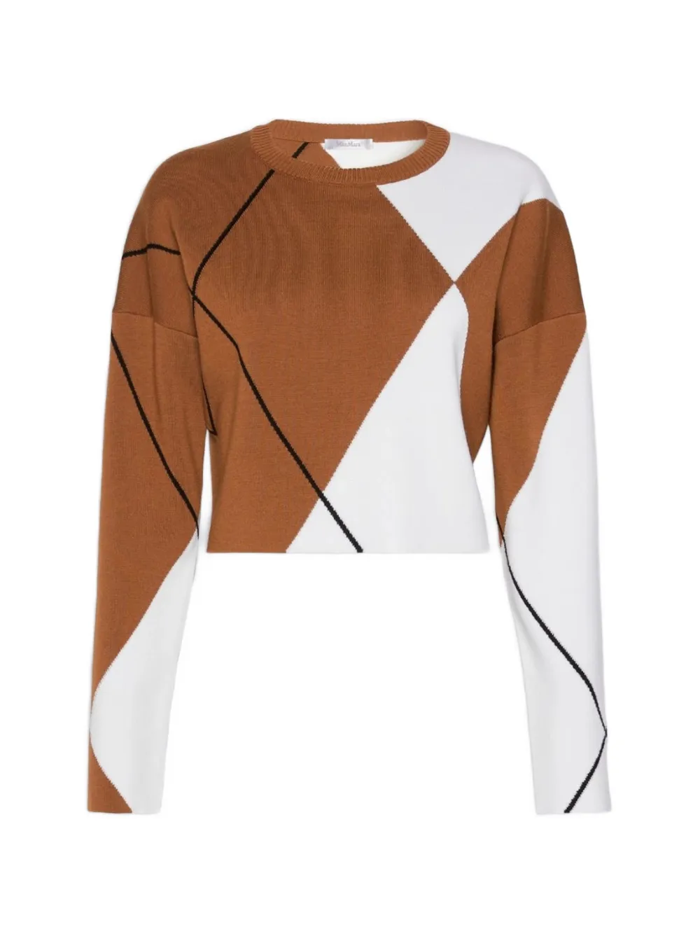 Max Mara geometric-pattern cropped sweater - Brown
