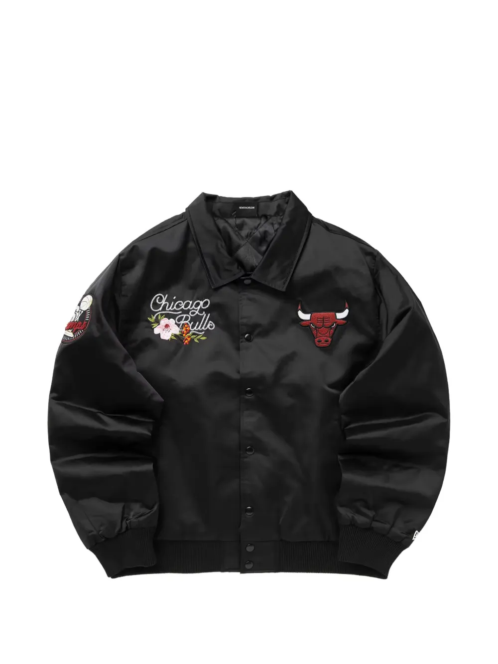 NEW ERA CAP NBA satijnen jack met bloemenprint Zwart