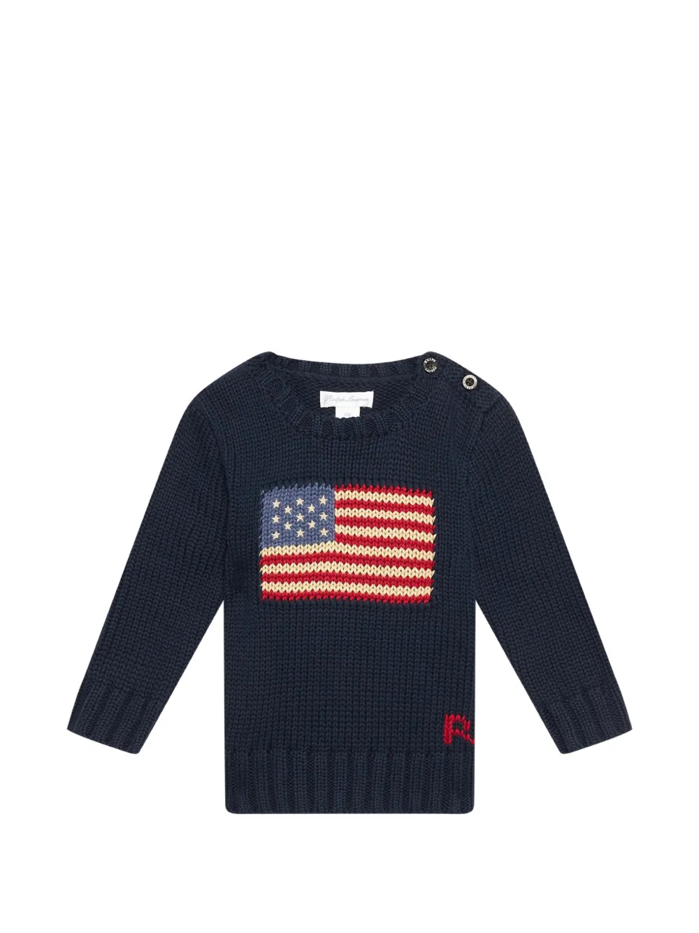POLO RALPH LAUREN KIDS Pullover mit Flaggen-Intarsie und geknöpfter Schulter - Blau