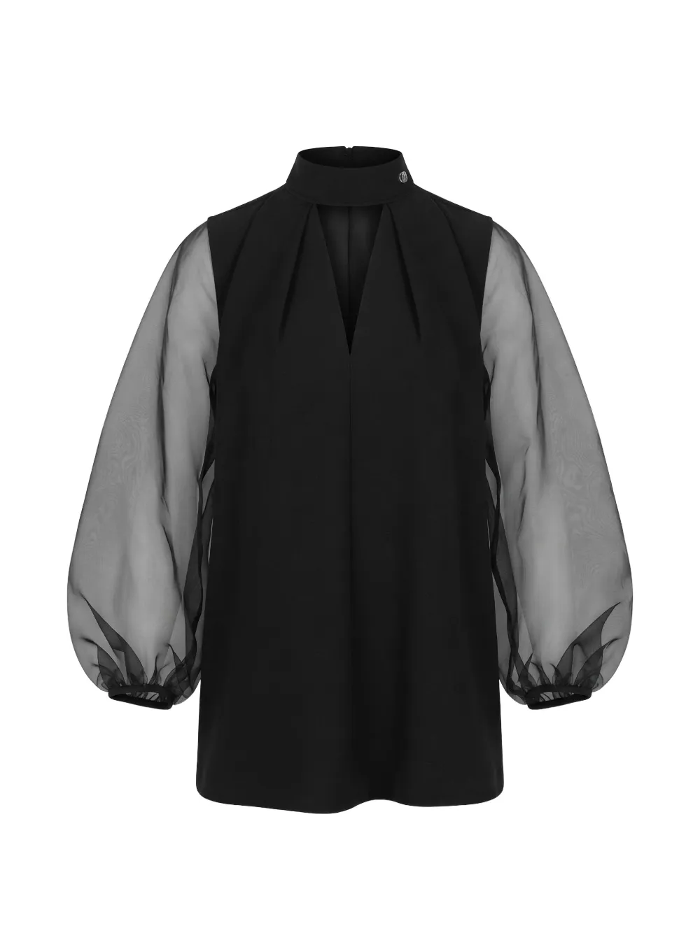 Gemy Maalouf sheer-sleeve V-neck top
