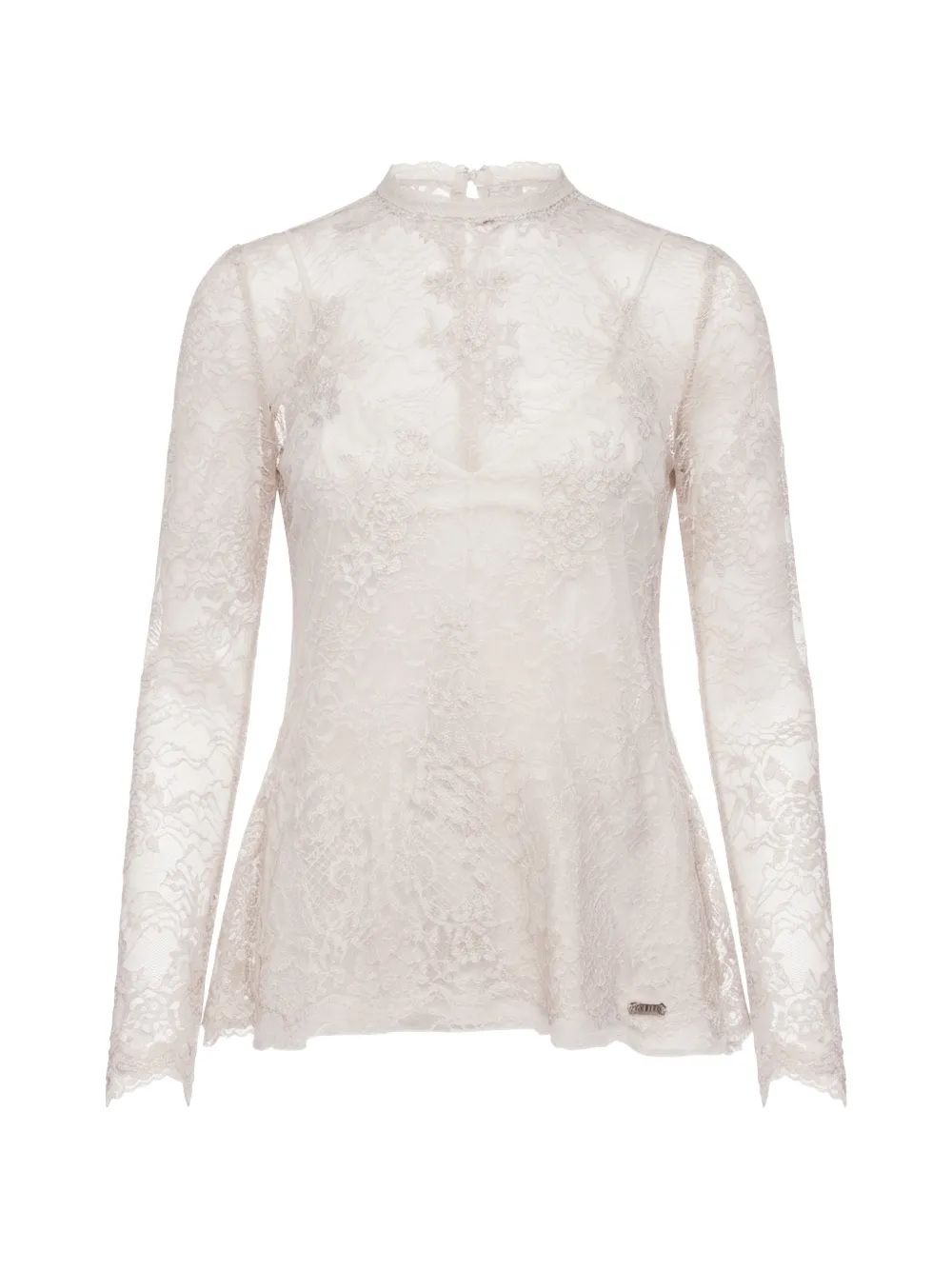 Gemy Maalouf lace-overlay long-sleeve top