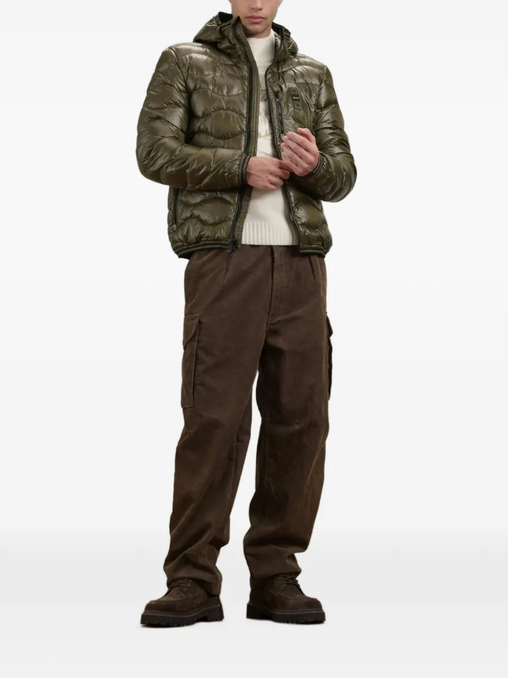 Blauer Golvend gewatteerd jack met capuchon Groen