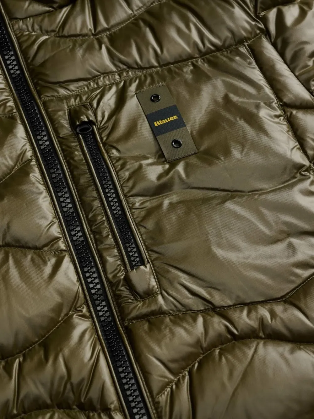 Blauer Golvend gewatteerd jack met capuchon Groen