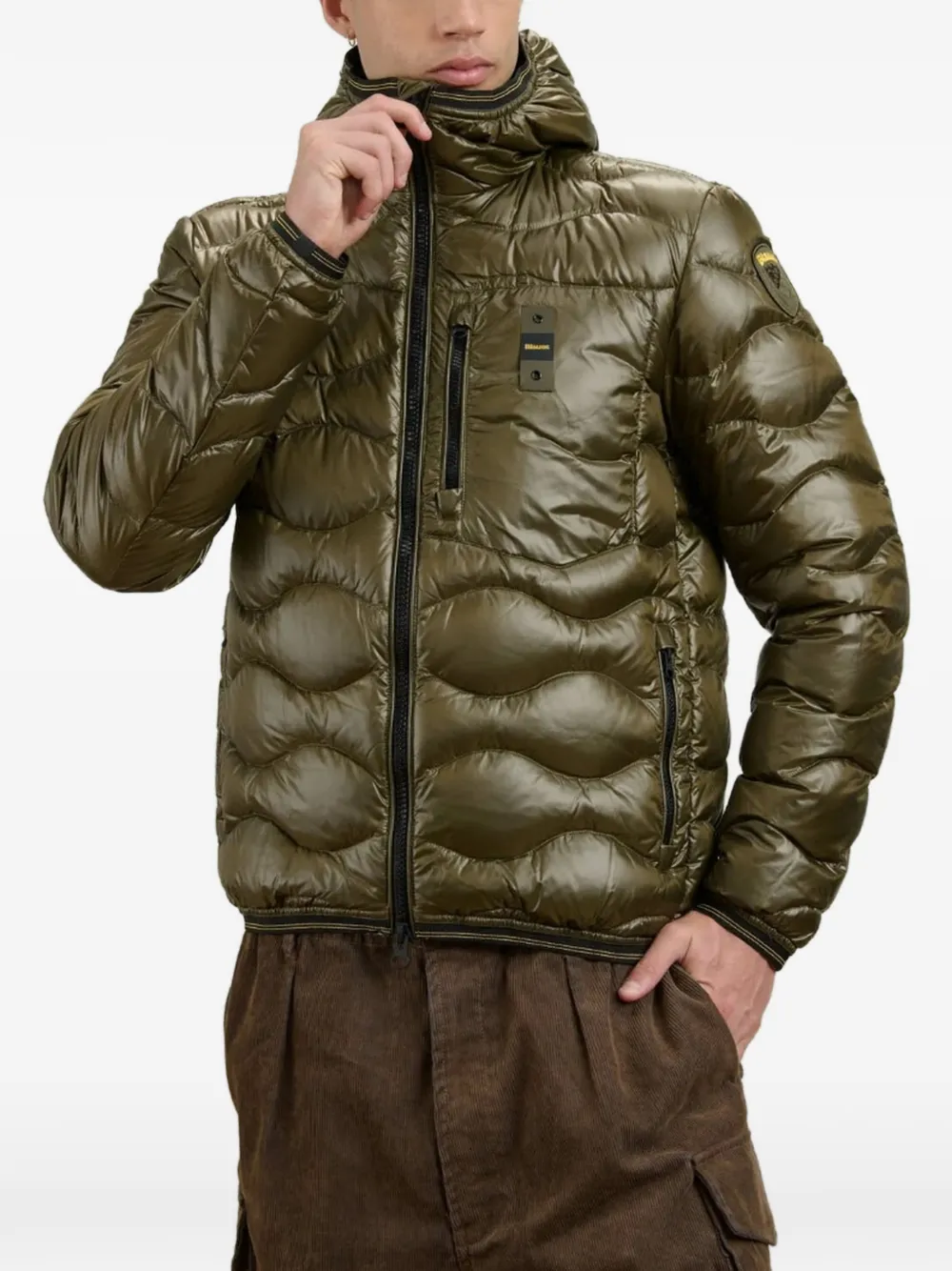 Blauer Golvend gewatteerd jack met capuchon Groen
