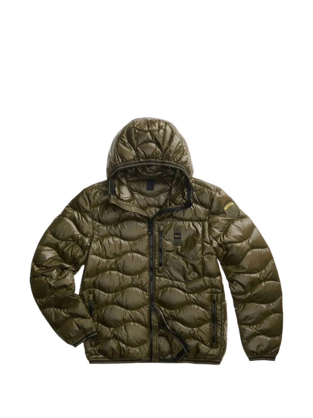 Blauer Wave-quilted Hooded Jacket In Green