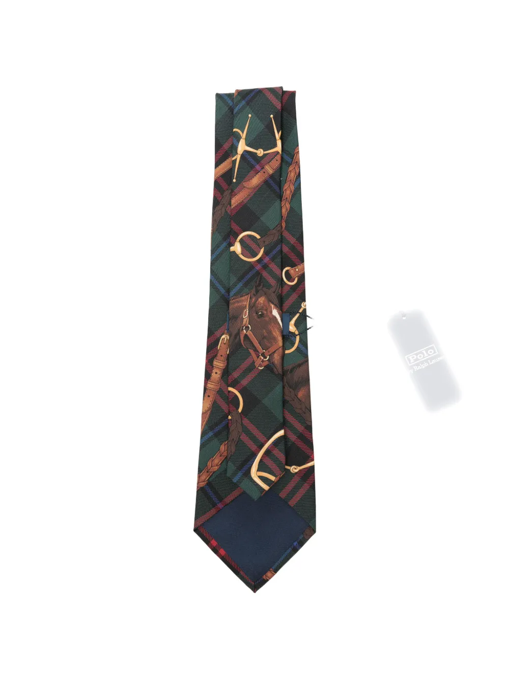 Polo Ralph Lauren tartan equestrian-print tie Groen