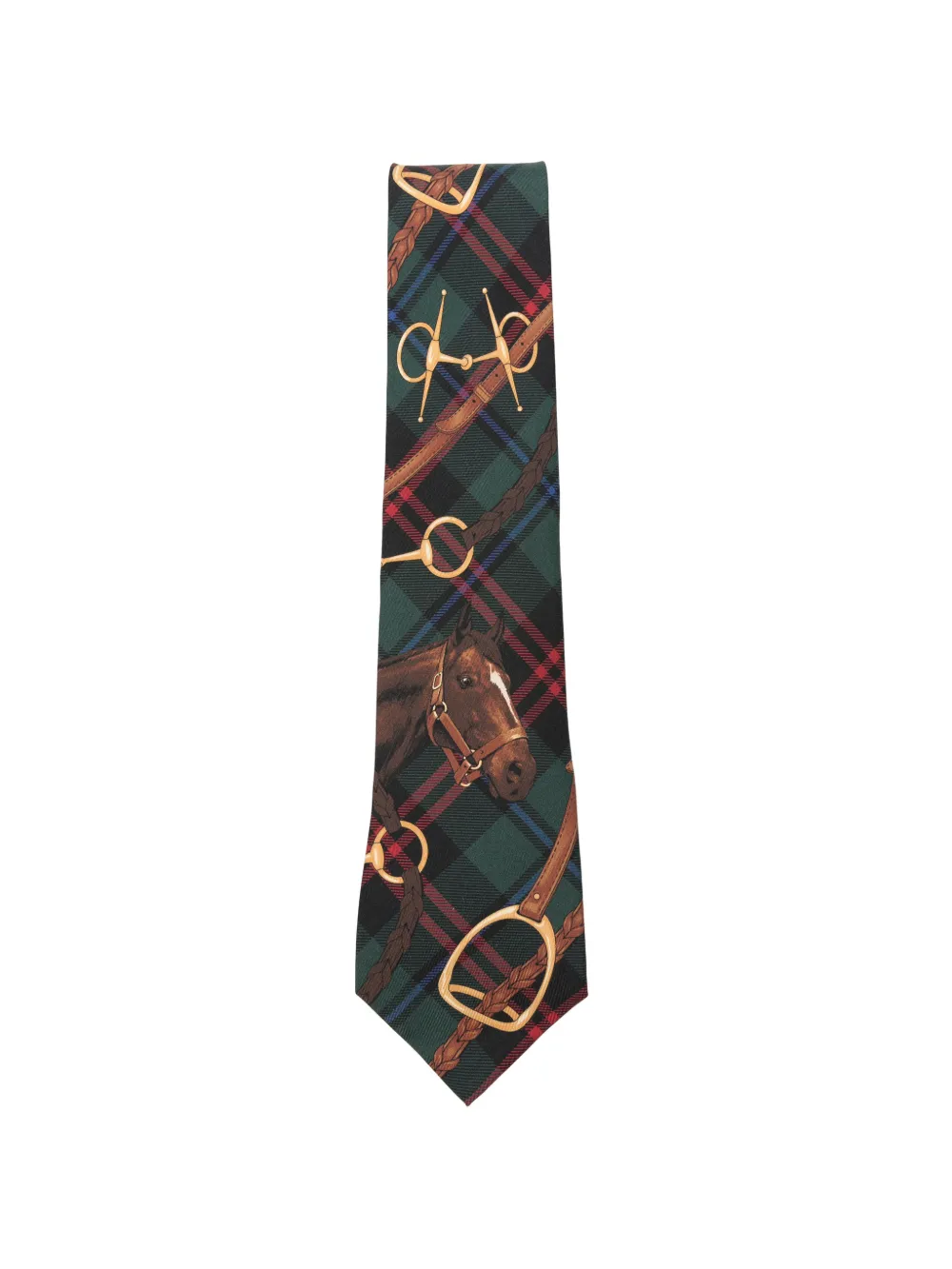 Polo Ralph Lauren tartan equestrian-print tie Groen