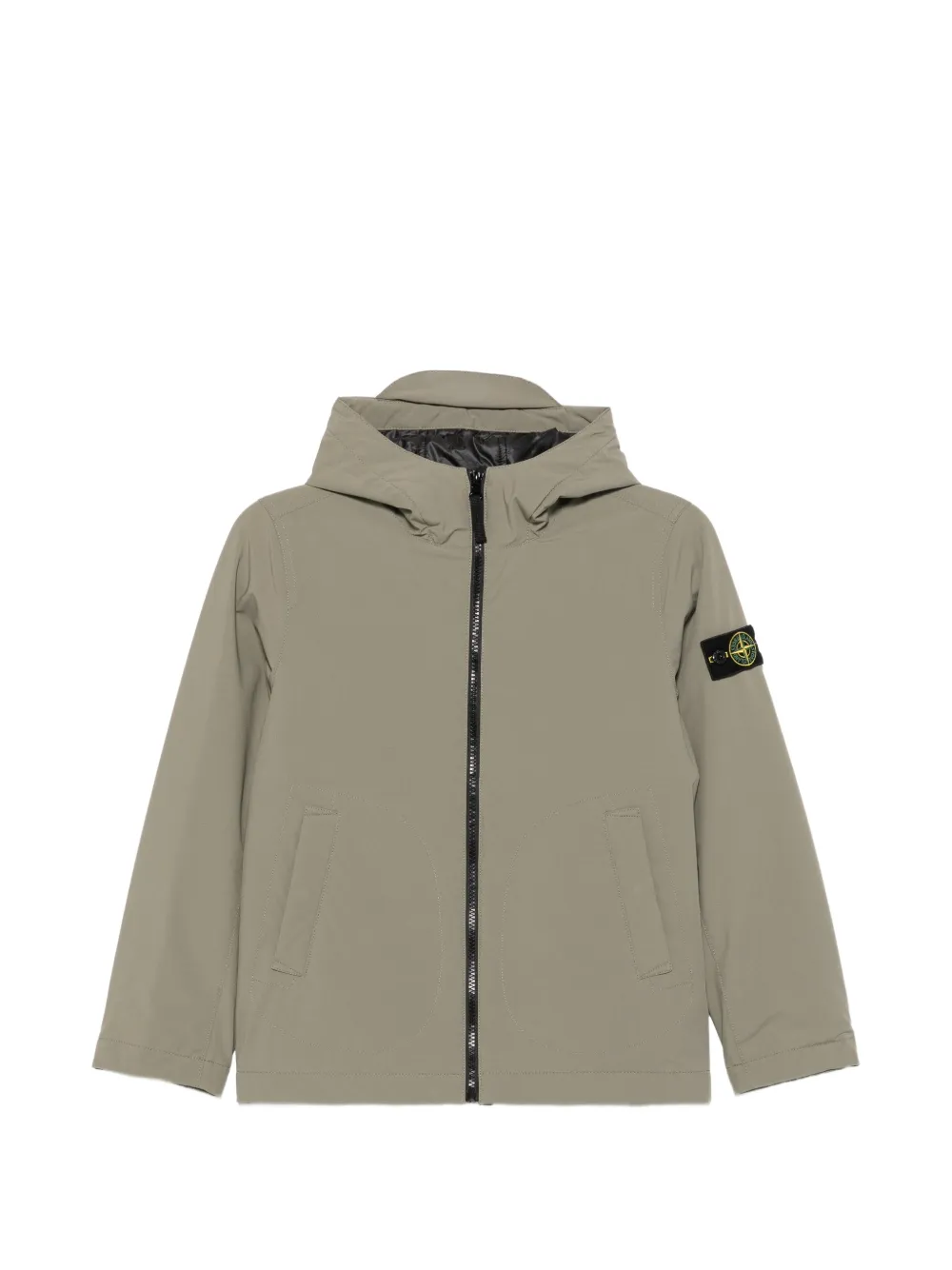 Stone Island Junior logo-patch hooded jacket - Verde