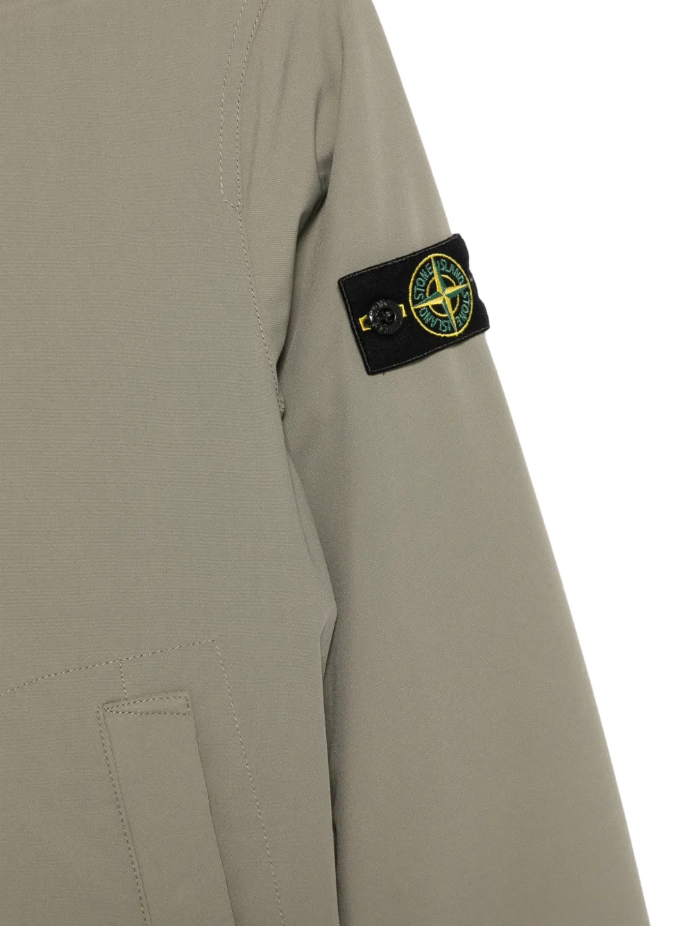 Stone Island Junior logo-patch hooded jacket Groen