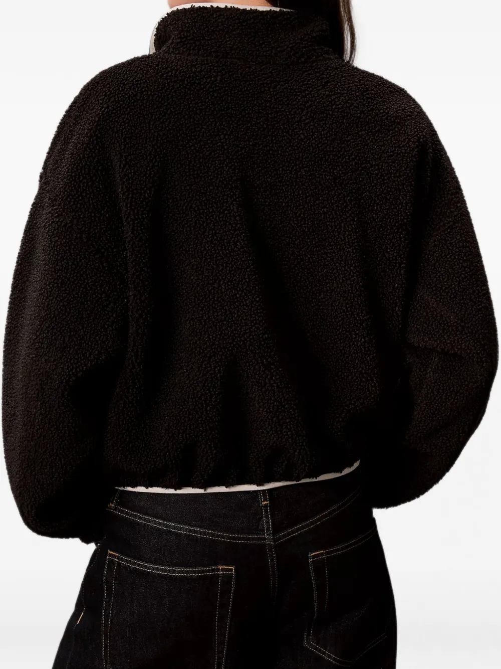 Calvin Klein Trui met teddytextuur en kwartrits Zwart