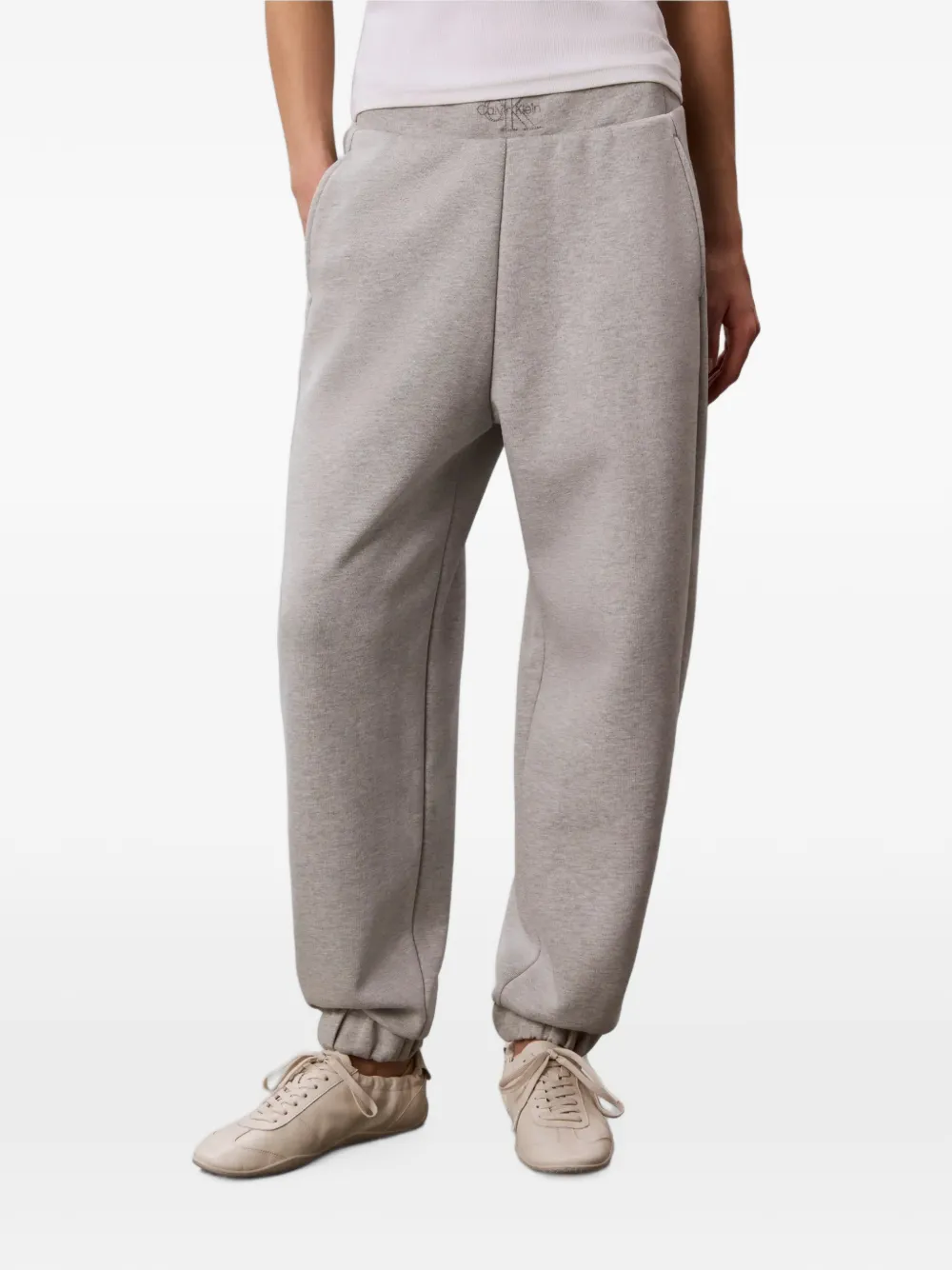 Calvin Klein Spacer logo-embroidered elasticated track pants Grijs