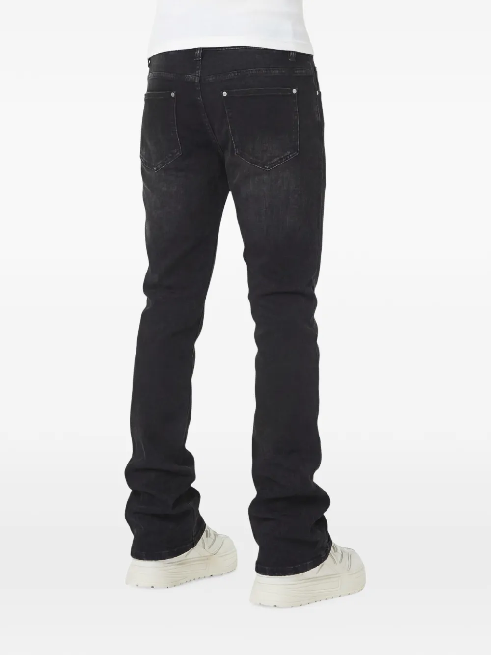 GUAPI Relic gerafelde flared jeans Zwart