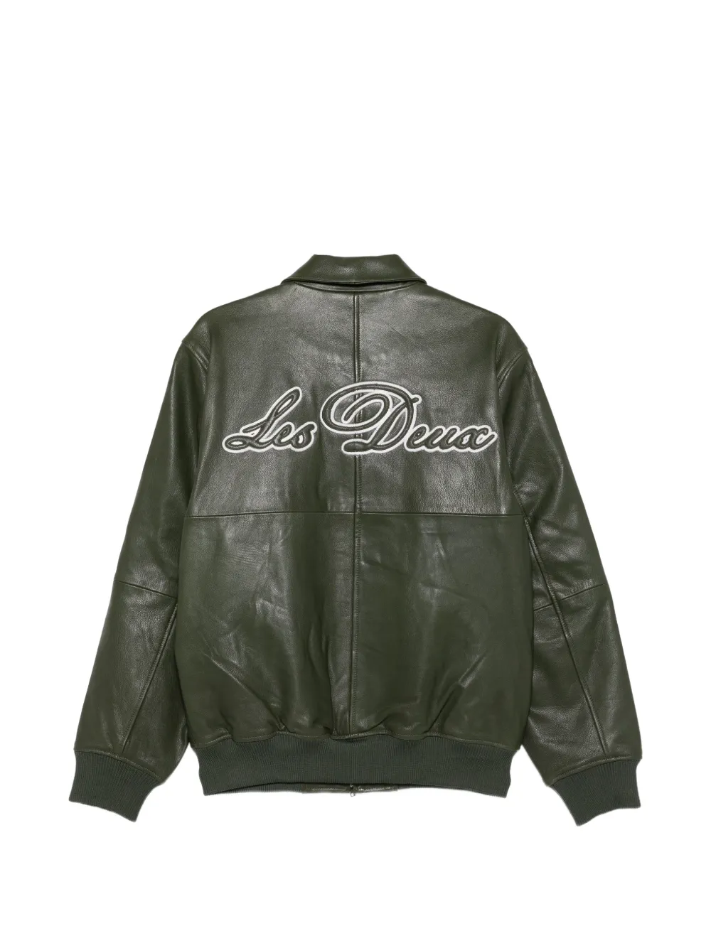 Les Deux Leren jack met logopatch Groen