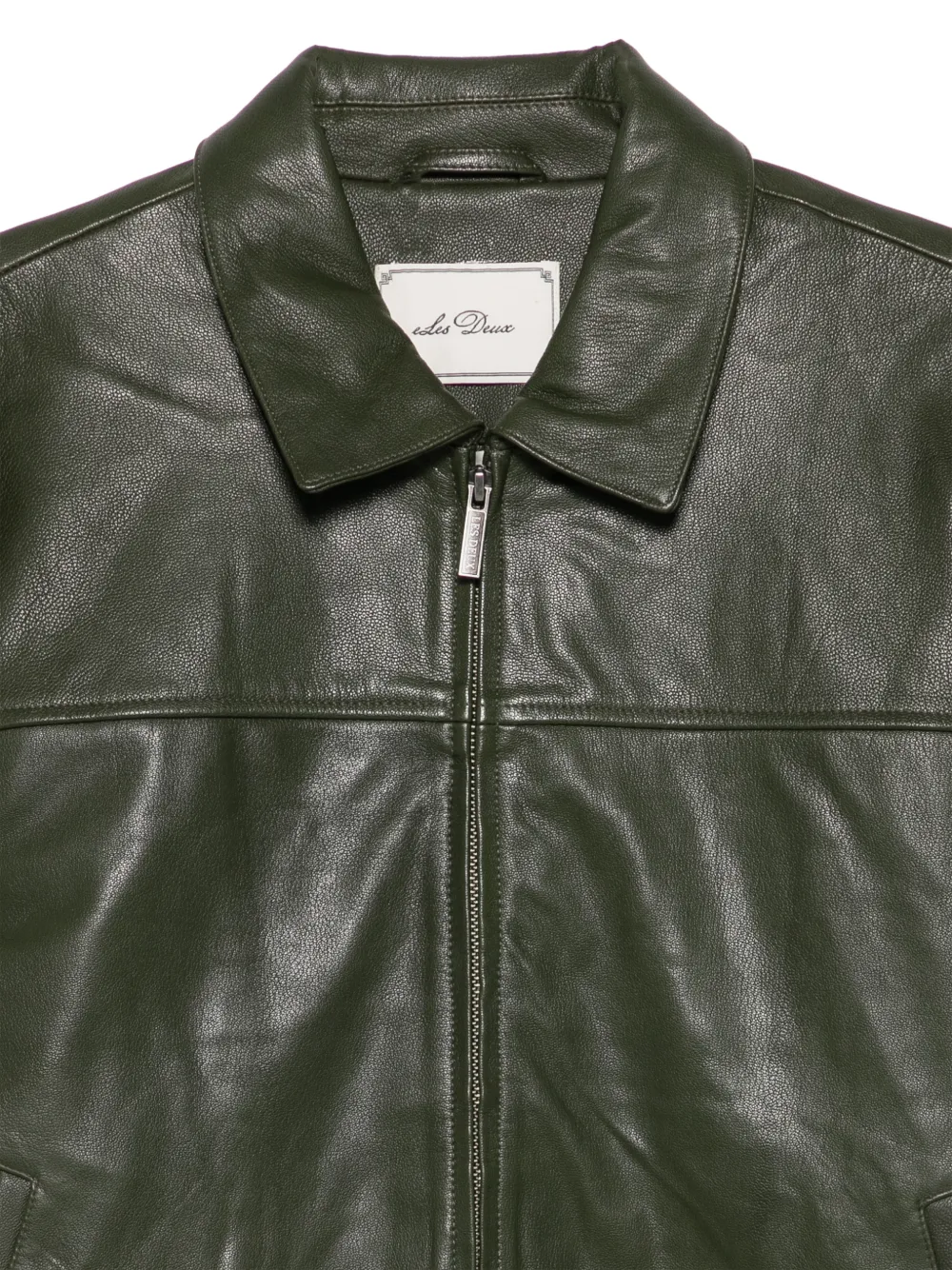 Les Deux Leren jack met logopatch Groen