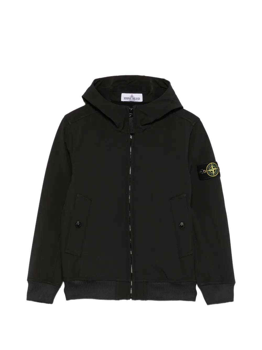 Stone Island Junior logo-patch hooded jacket - Noir Stone Island Junior logo-patch hooded jacket - Noir