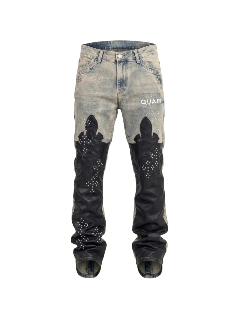 Guapi Iron Crest Stud-embellished Jeans In Blue