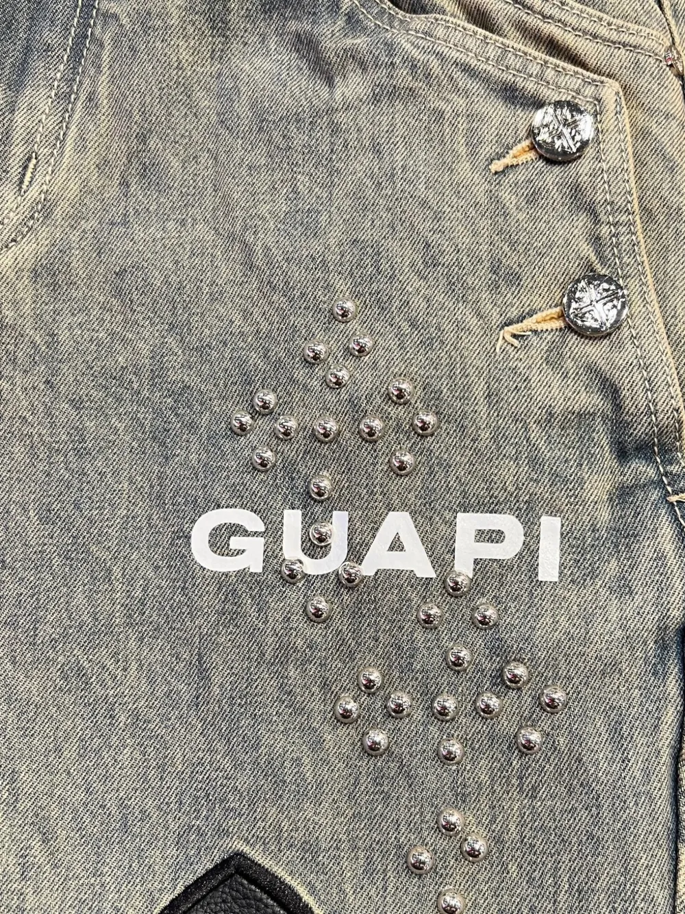 Guapi Iron Crest Stud-embellished Jeans In Blue