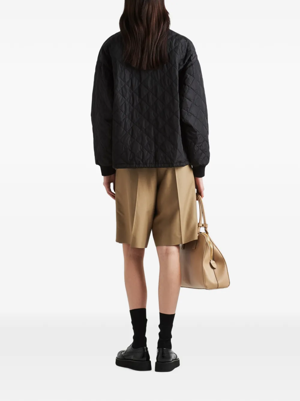 Prada Re-Nylon gewatteerd jack Zwart