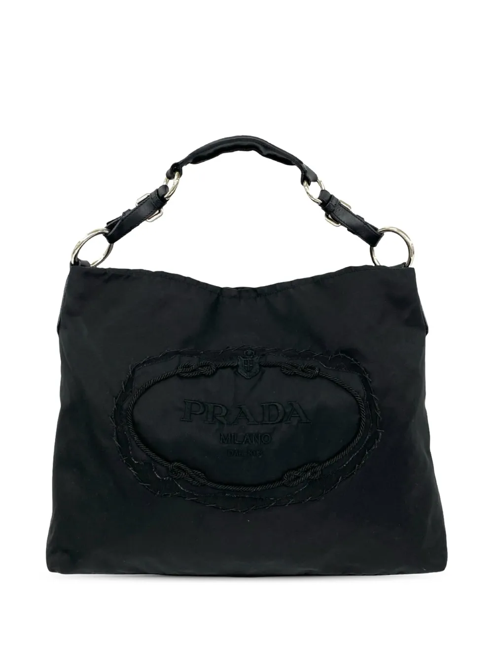 Prada Pre-Owned 2010-2026 Tessuto Canapa Logo Schultertasche - Schwarz