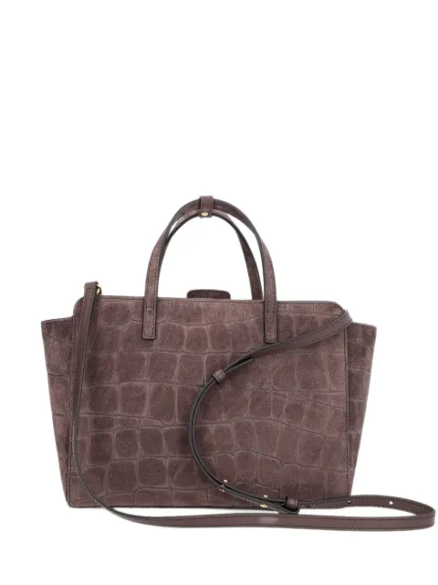 HIDESINS M Flap croc-effect suede tote bag