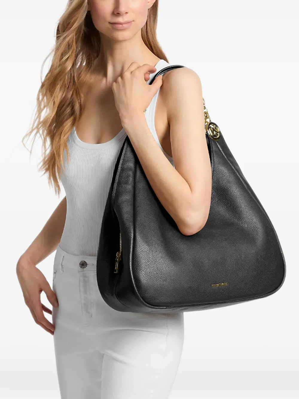 Michael Kors Grote Ellie schoudertas van bewerkt leer Zwart