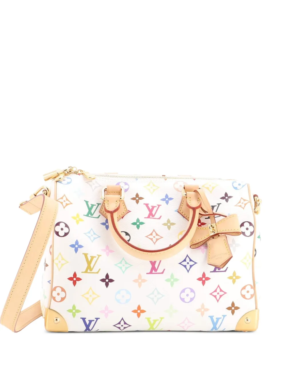 Louis Vuitton Pre-Owned x Takashi Murakami mehrfarbige Speedy Bandouliere Satchel-Tasche mit Monogramm 25cm - Weiß