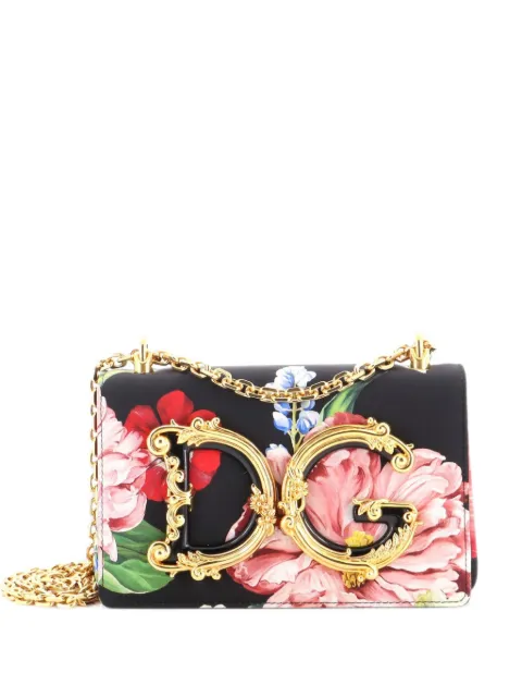 Dolce & Gabbana Pre-Owned DG Girls Flap Bag Printed Satin Small shoulder bag