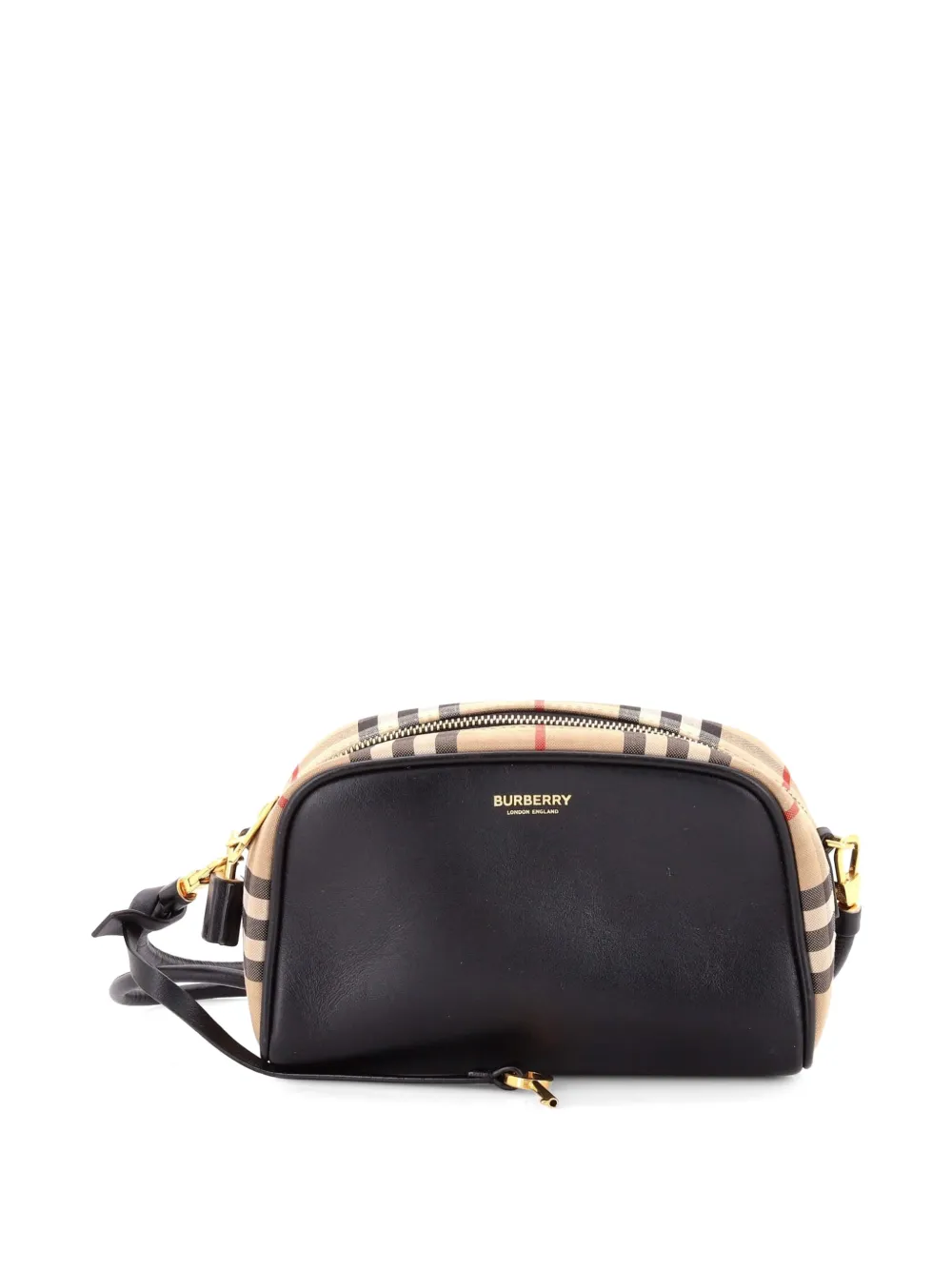Burberry Pre-Owned Half Cube Leather with Vintage Check Canvas Small crossbody bag - Black