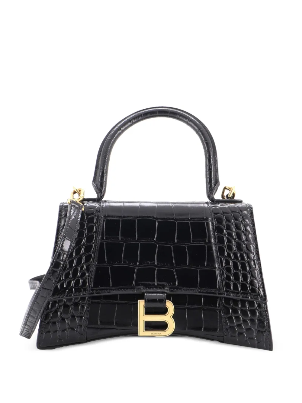 Balenciaga Pre-Owned Mittelgroße Hourglass Umhängetasche mit Kroko-Prägung - Schwarz